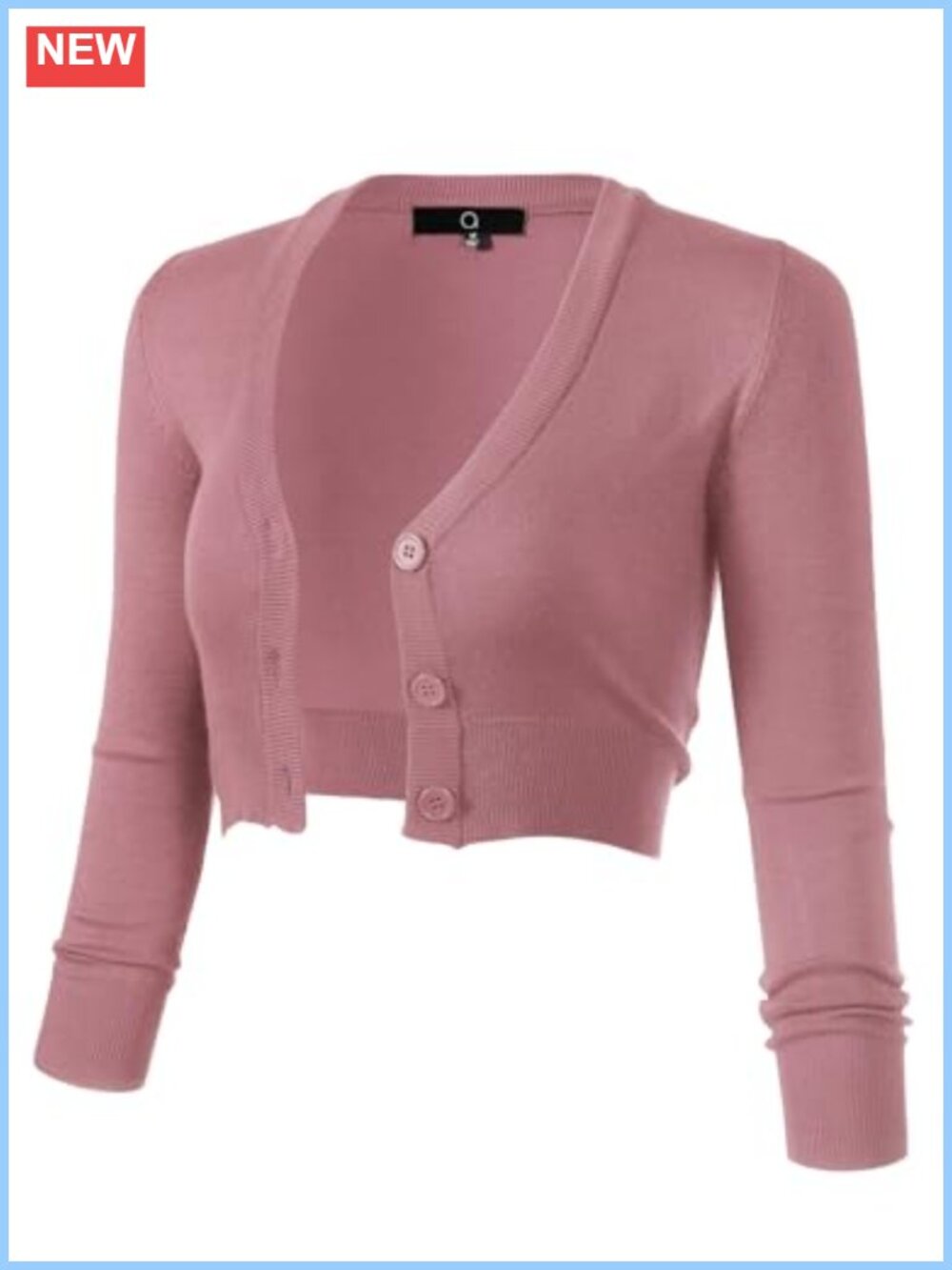 Cropped Bolero Shrug Cardigan Viscose Blend Button Down 3/4 Sleeve